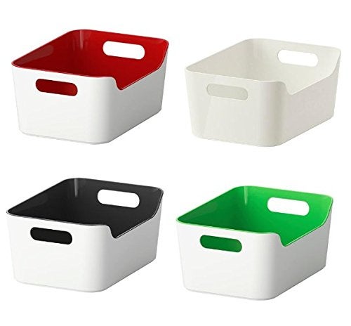 VARIERA Open Storage Box,Kitchen Cabinet and Pantry Storage Organizer Bin - Two Cut-Out Handles That Make 9.4 x 6.75 x 4.3 Inches (Black /White) - Image 2